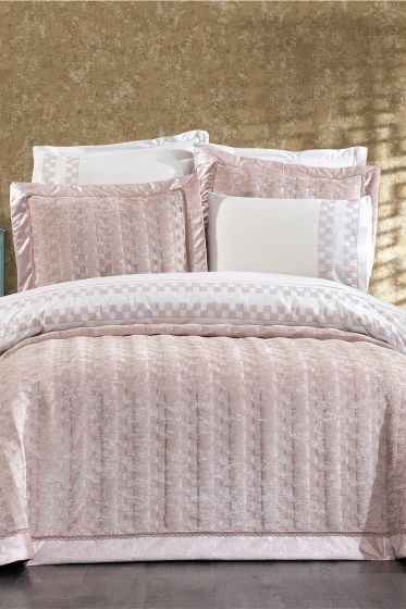 Dolce Lüx Nakışlı Çeyiz Paketi 9 Parça Pudra - Çeyiz Diyarı