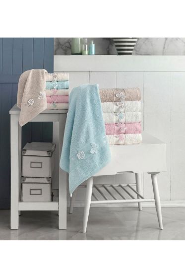 Dora Kelebek Figürlü 6lı El Yüz Havlu Seti - Çeyiz Diyarı