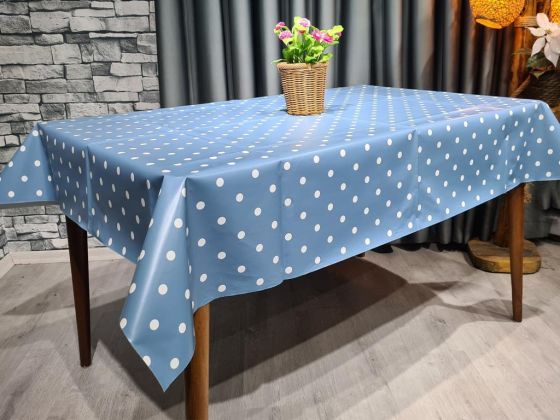 Dotted Silinebilir Dikdörtgen Masa Örtüsü Mavi 110x140cm - Çeyiz Diyarı (1)