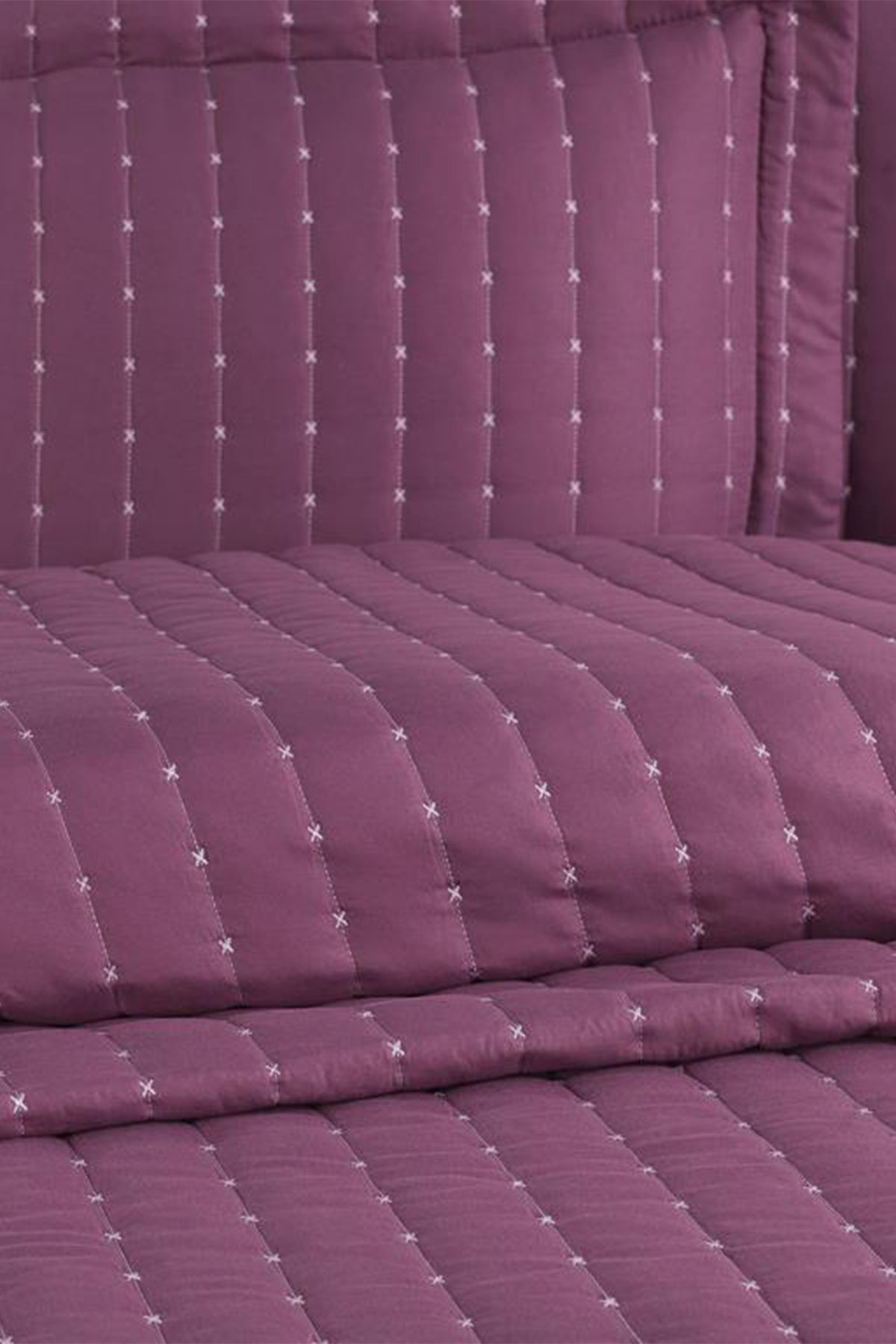 Dublin Çift Kişilik Kapitoneli Yatak Örtüsü Mürdüm - 2