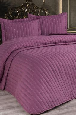 Dublin Çift Kişilik Kapitoneli Yatak Örtüsü Mürdüm - 1