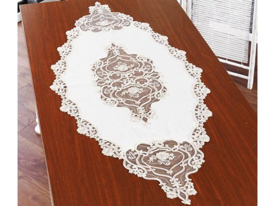 Duru Oval Runner Ekru Pudra - Çeyiz Diyarı