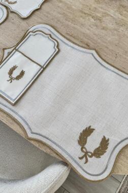 Edalım Keten Nakışlı Amerikan Servis Takımı 19 Parça - 2