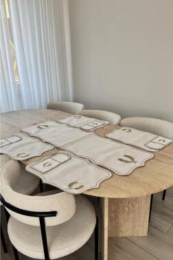 Edalım Keten Nakışlı Amerikan Servis Takımı 19 Parça - 3