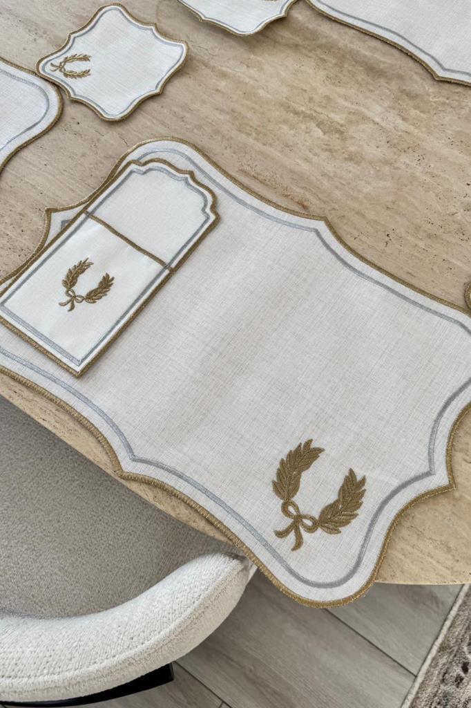 Edalım Keten Nakışlı Amerikan Servis Takımı 19 Parça - 4