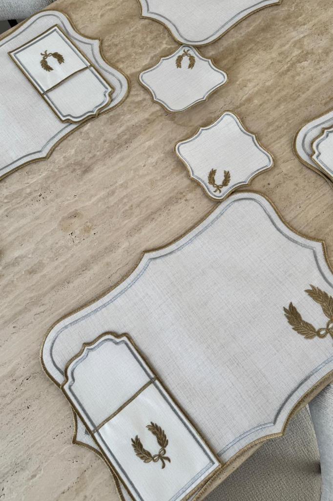 Edalım Keten Nakışlı Amerikan Servis Takımı 19 Parça - 5