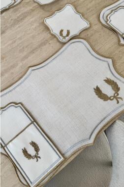 Edalım Keten Nakışlı Amerikan Servis Takımı 19 Parça - 6