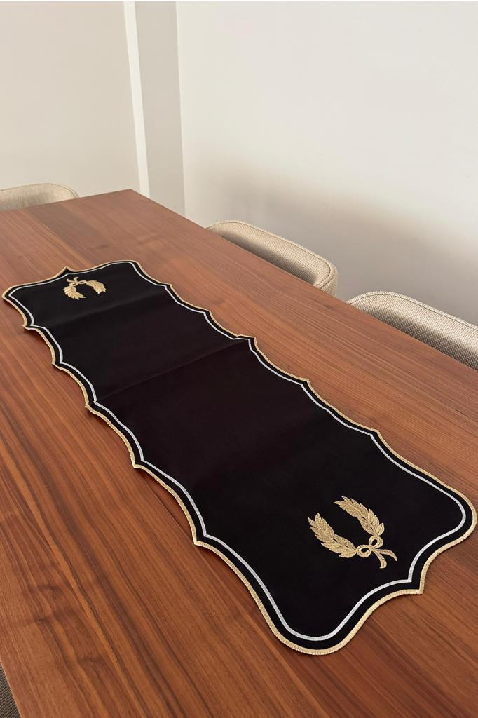 Edalım Keten Nakışlı Amerikan Servis Takımı 19 Parça Siyah - 3