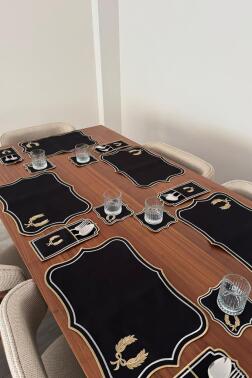 Edalım Keten Nakışlı Amerikan Servis Takımı 19 Parça Siyah - 6