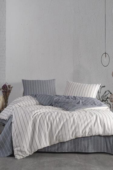 Efekt 4 Parça %100 Pamuk Çift Kişilik Nevresim Takımı Gri - Çeyiz Diyarı