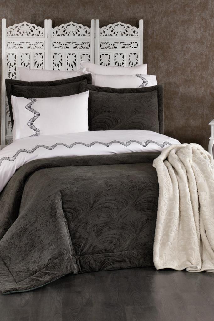 Efsun 10 Parça Battaniyeli Çeyiz Seti Antrasit - 1