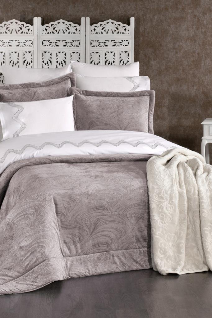 Efsun 10 Parça Battaniyeli Çeyiz Seti Gri - 1