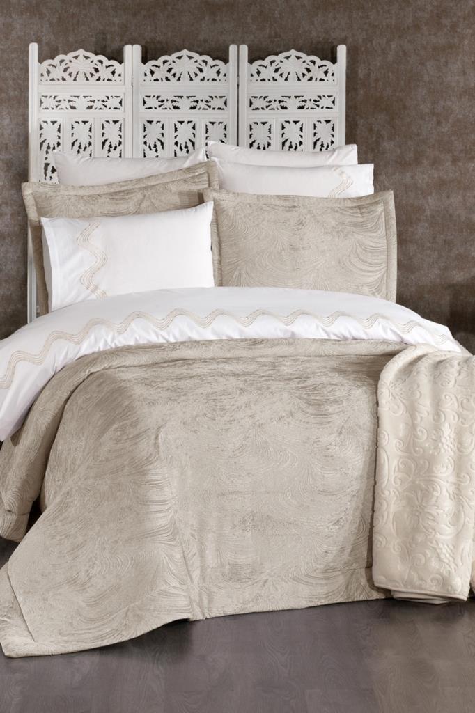 Efsun 10 Parça Battaniyeli Çeyiz Seti Krem - 1