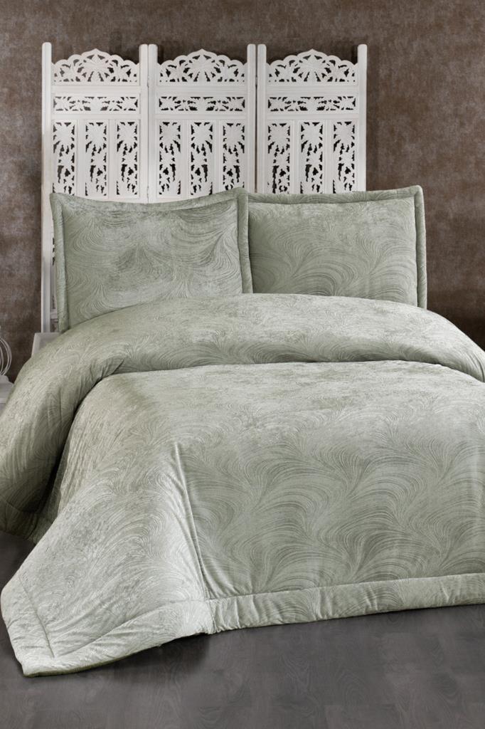 Efsun Elyaf Dolgulu Çift Kişilik 250x255 Cm Yatak Örtüsü Adaçayı - 1