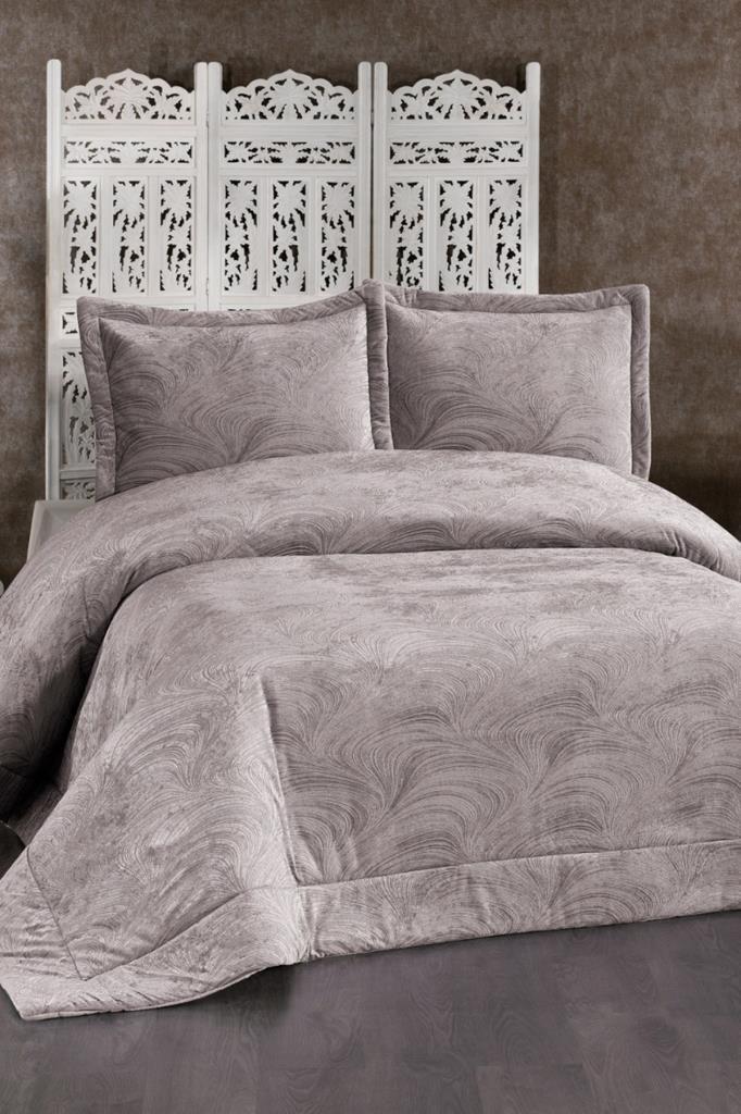 Efsun Elyaf Dolgulu Çift Kişilik 250x255 Cm Yatak Örtüsü Gri - 1