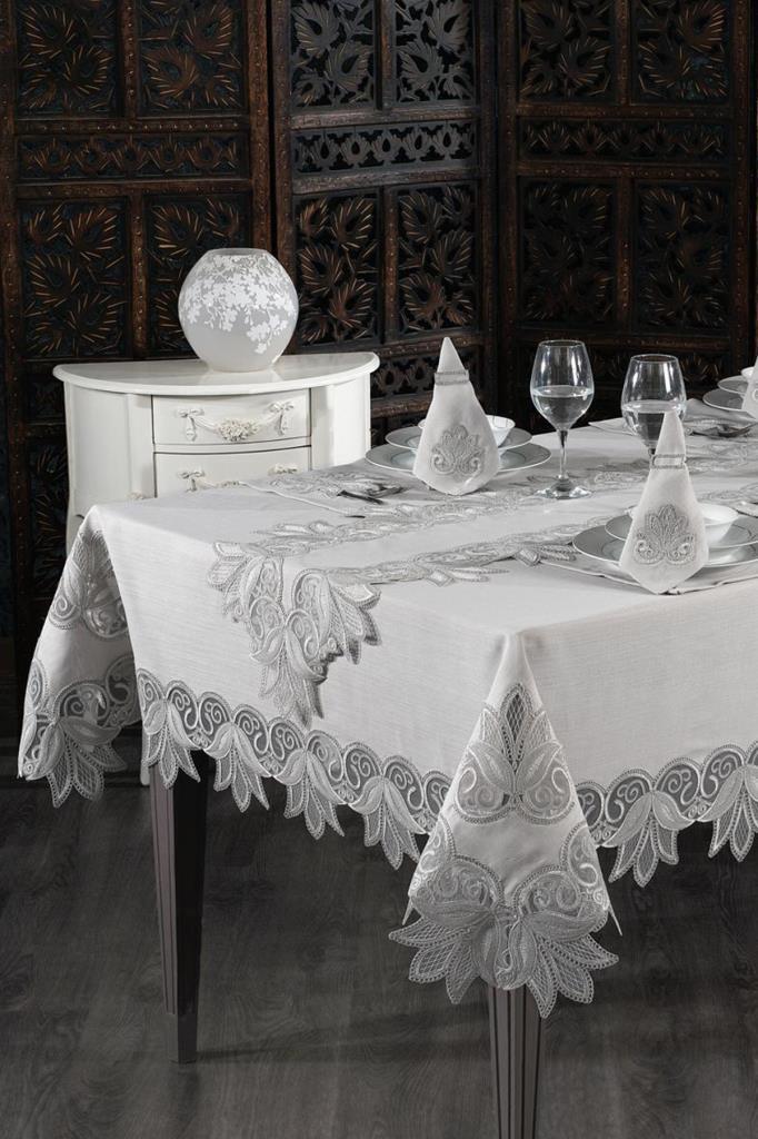 Efsun Fransız Dantelli Yemek Takımı - 25 Parça Gri - 1