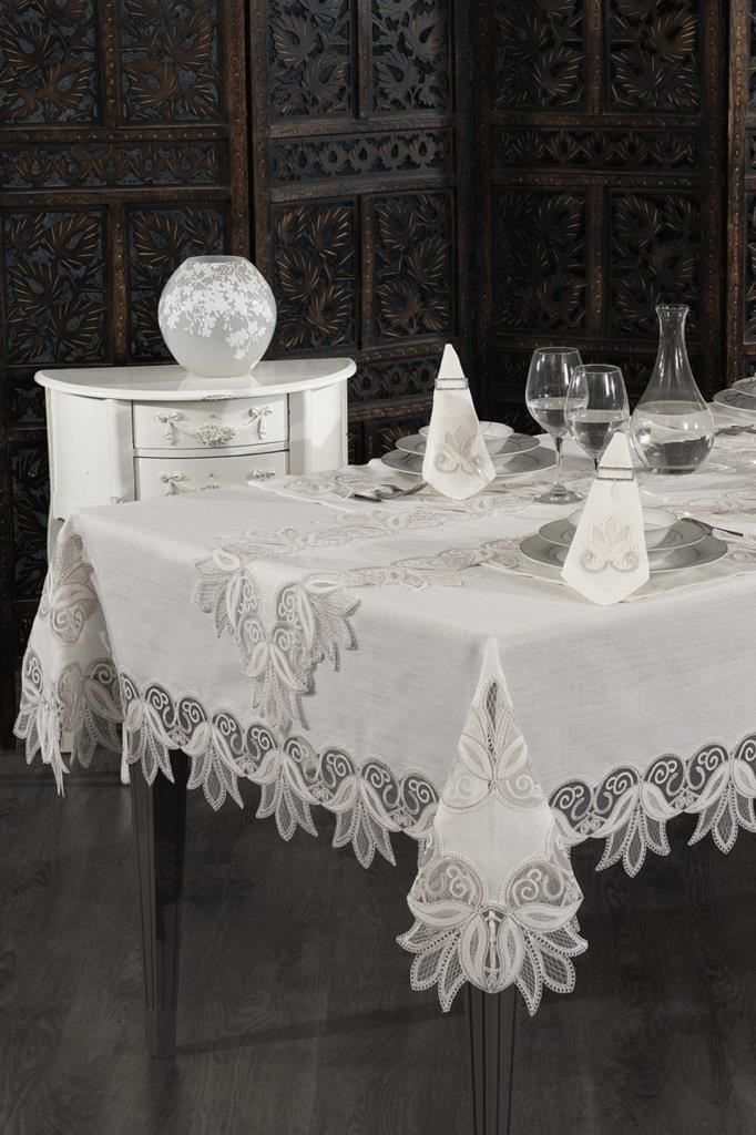 Efsun Fransız Dantelli Yemek Takımı - 25 Parça Krem - 1