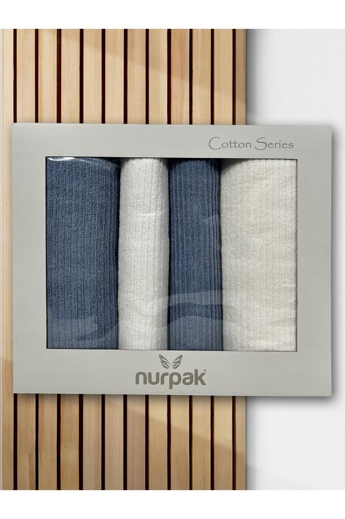 Ekol Hamam Takımı 4 Parça Krem - Mavi - 2