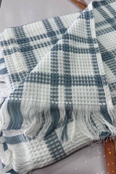 Ekose Pamuklu Tek Kişilik Tek Pike 140x160 Cm Gri - Çeyiz Diyarı (1)