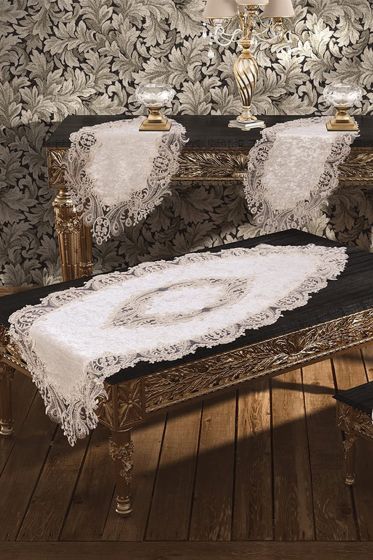 Elegance Salon Takımı 5 Parça Krem - Çeyiz Diyarı