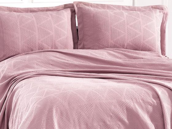 Elegant Çift Kişilik Yatak Örtüsü Takımı Pudra - Çeyiz Diyarı (1)