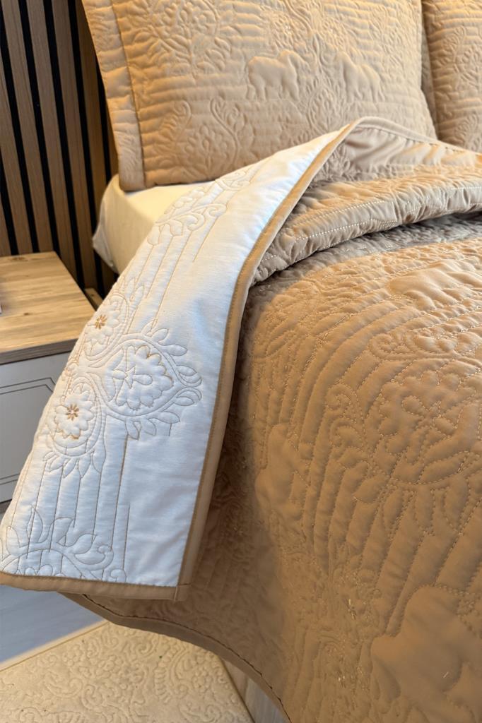 Elevora Çift Taraflı Çift Kişilik Yatak Örtüsü 230x250 Krem Bej - 3