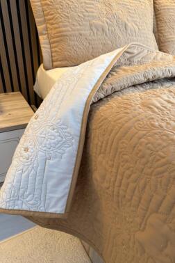 Elevora Çift Taraflı Çift Kişilik Yatak Örtüsü 230x250 Krem Bej - 3