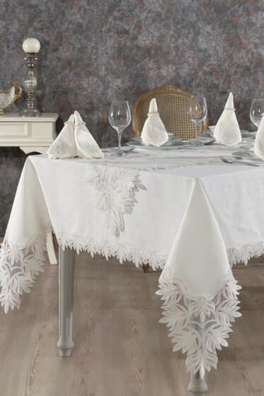 Elfida Masa Örtüsü 26 Parça Krem - Çeyiz Diyarı