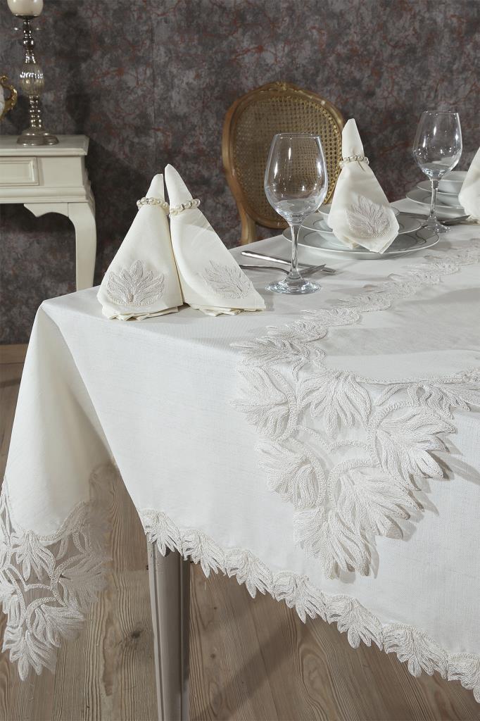 Elfida Masa Örtüsü 26 Parça Krem - 3