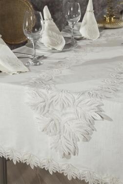 Elfida Masa Örtüsü 26 Parça Krem - 4