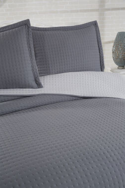 Elisa Dolgulu Çift Taraflı Çift Kişilik 240x260 Cm Yatak Örtüsü Antrasit - 2