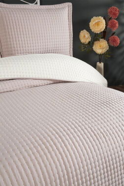 Elisa Dolgulu Çift Taraflı Çift Kişilik 240x260 Cm Yatak Örtüsü Pudra - 3