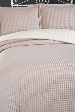 Elisa Dolgulu Çift Taraflı Çift Kişilik 240x260 Cm Yatak Örtüsü Pudra - 5