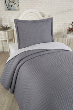 Elisa Dolgulu Çift Taraflı Tek Kişilik 180x240 Cm Yatak Örtüsü Antrasit - 2