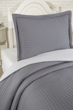 Elisa Dolgulu Çift Taraflı Tek Kişilik 180x240 Cm Yatak Örtüsü Antrasit - 3