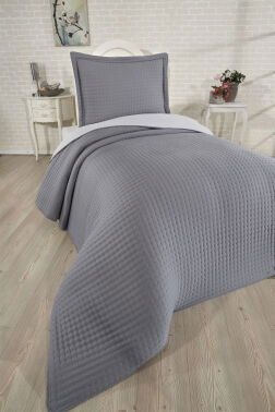 Elisa Dolgulu Çift Taraflı Tek Kişilik 180x240 Cm Yatak Örtüsü Antrasit - 6