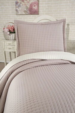 Elisa Dolgulu Çift Taraflı Tek Kişilik 180x240 Cm Yatak Örtüsü Pudra - 2