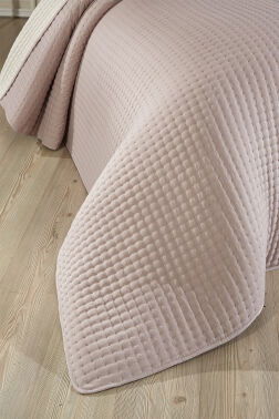 Elisa Dolgulu Çift Taraflı Tek Kişilik 180x240 Cm Yatak Örtüsü Pudra - 5