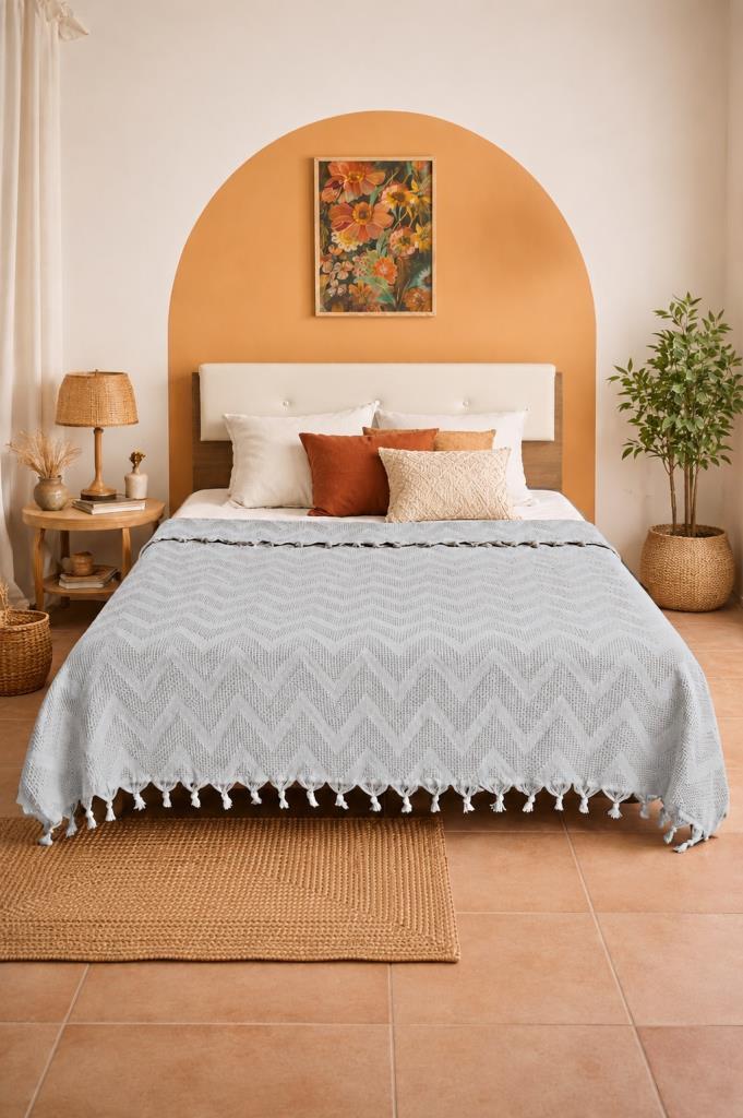 Elit Jakarlı Çift Kişilik Tek Pike 200x230 cm Gri - 1