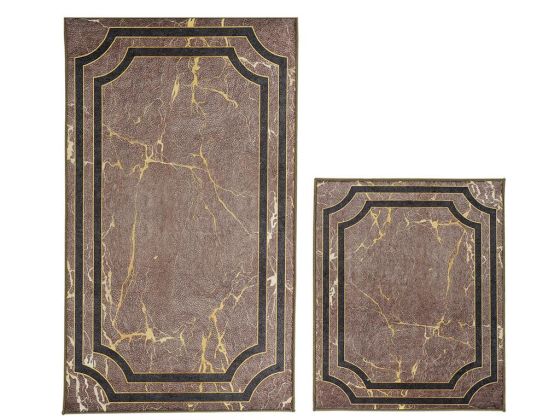 Elit Lüx Dikdörtgen 2'li Banyo Paspas Takımı Linear Stone Yeşil - Çeyiz Diyarı