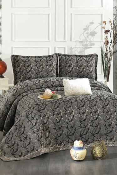 Eliz Şönil Çift Kişilik Yatak Örtüsü 260x260 cm Antrasit - Çeyiz Diyarı