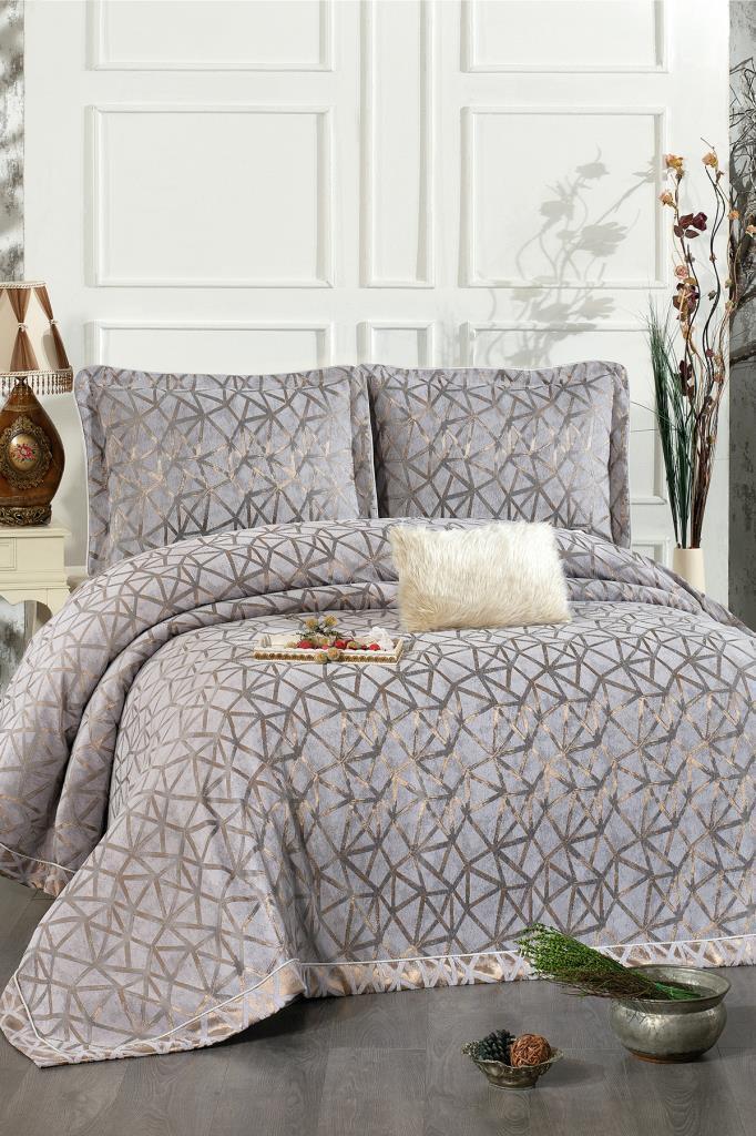 Eliz Şönil Çift Kişilik Yatak Örtüsü 260x260 cm Gri - 1