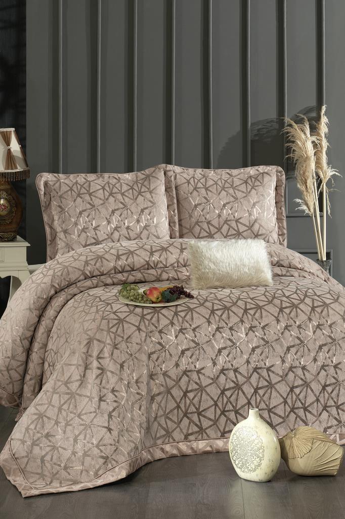 Eliz Şönil Çift Kişilik Yatak Örtüsü 260x260 cm Gül Kurusu - 1