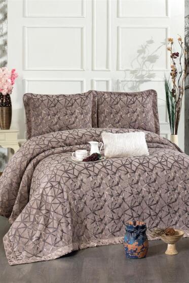 Eliz Şönil Çift Kişilik Yatak Örtüsü 260x260 cm Toprak - Çeyiz Diyarı