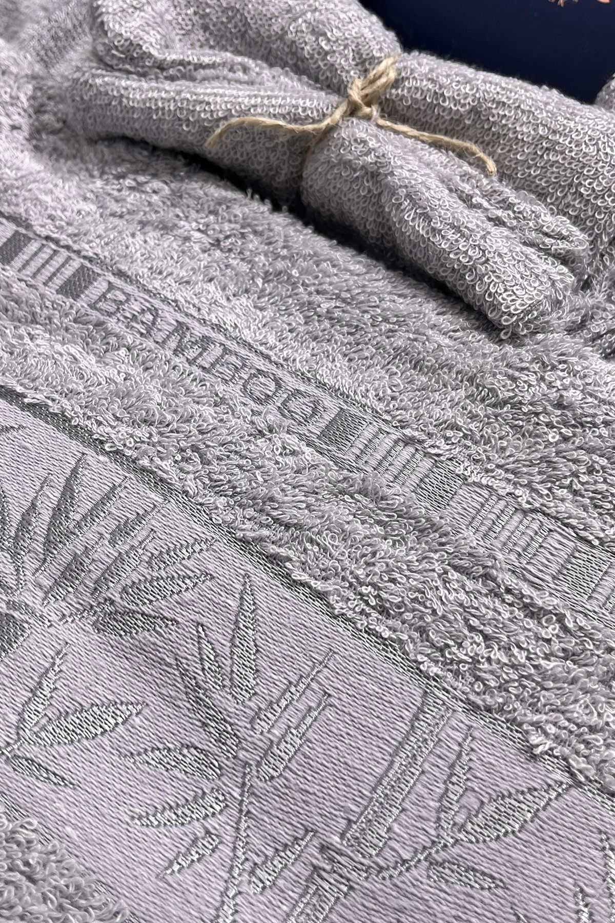 Elmas Bambu 10 Parça Aile Bornoz Takımı Gri Mint - 2