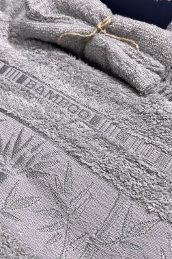 Elmas Bambu 10 Parça Aile Bornoz Takımı Gri Mint - 2