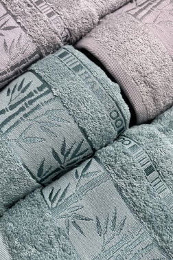 Elmas Bambu 10 Parça Aile Bornoz Takımı Gri Mint - 3