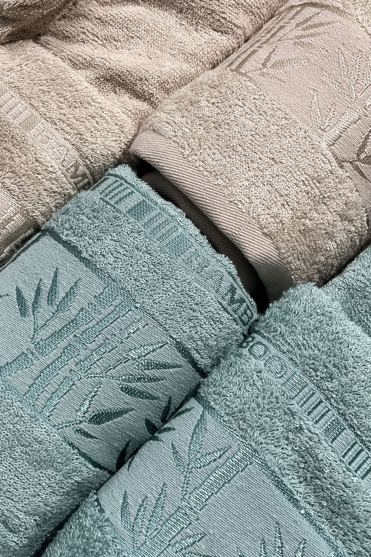 Elmas Bambu 10 Parça Aile Bornoz Takımı Mint Bej - 2