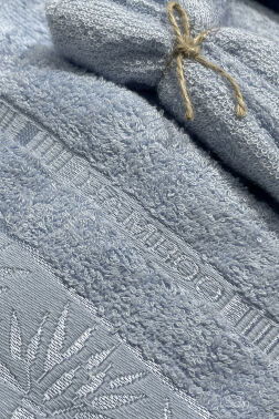 Elmas Bambu 10 Parça Aile Bornoz Takımı Mürdüm Mavi - 3