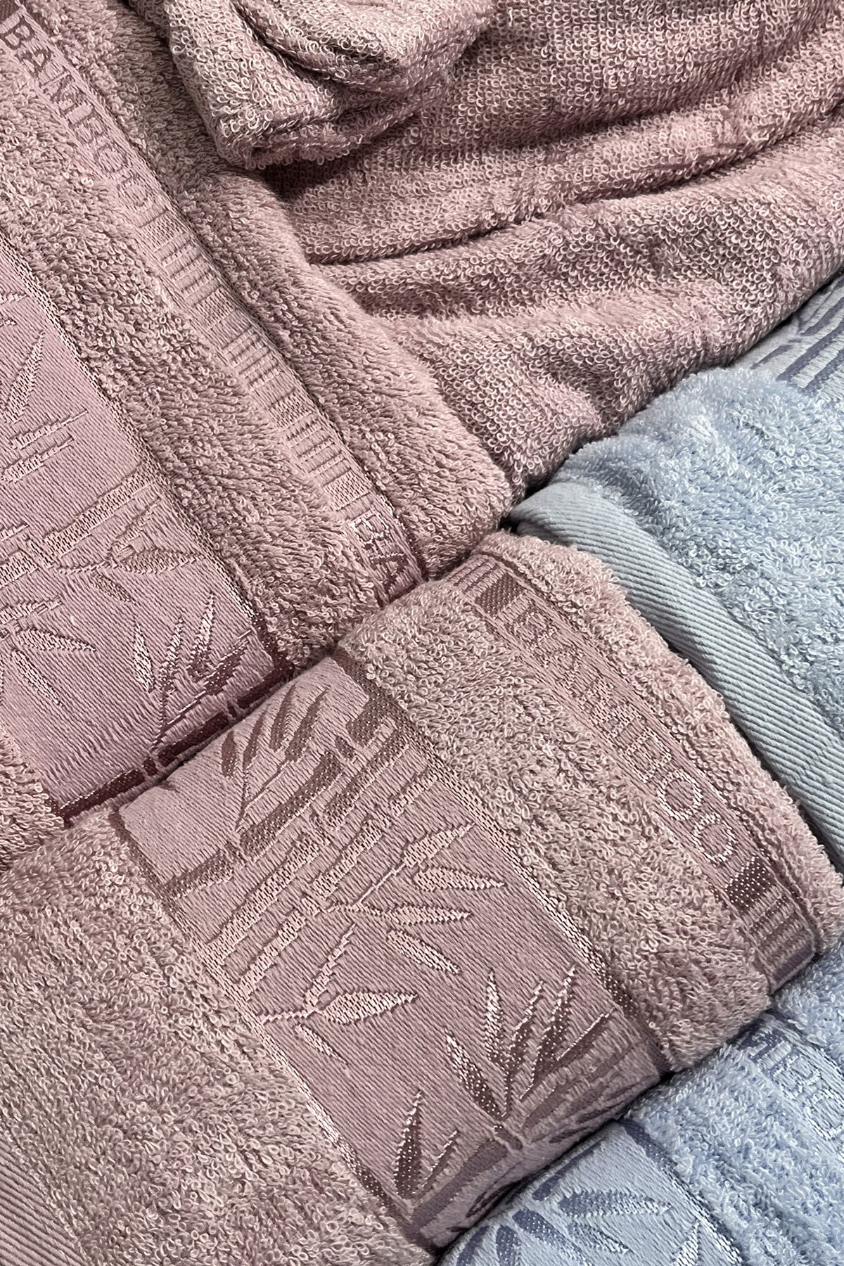 Elmas Bambu 10 Parça Aile Bornoz Takımı Mürdüm Mavi - 5